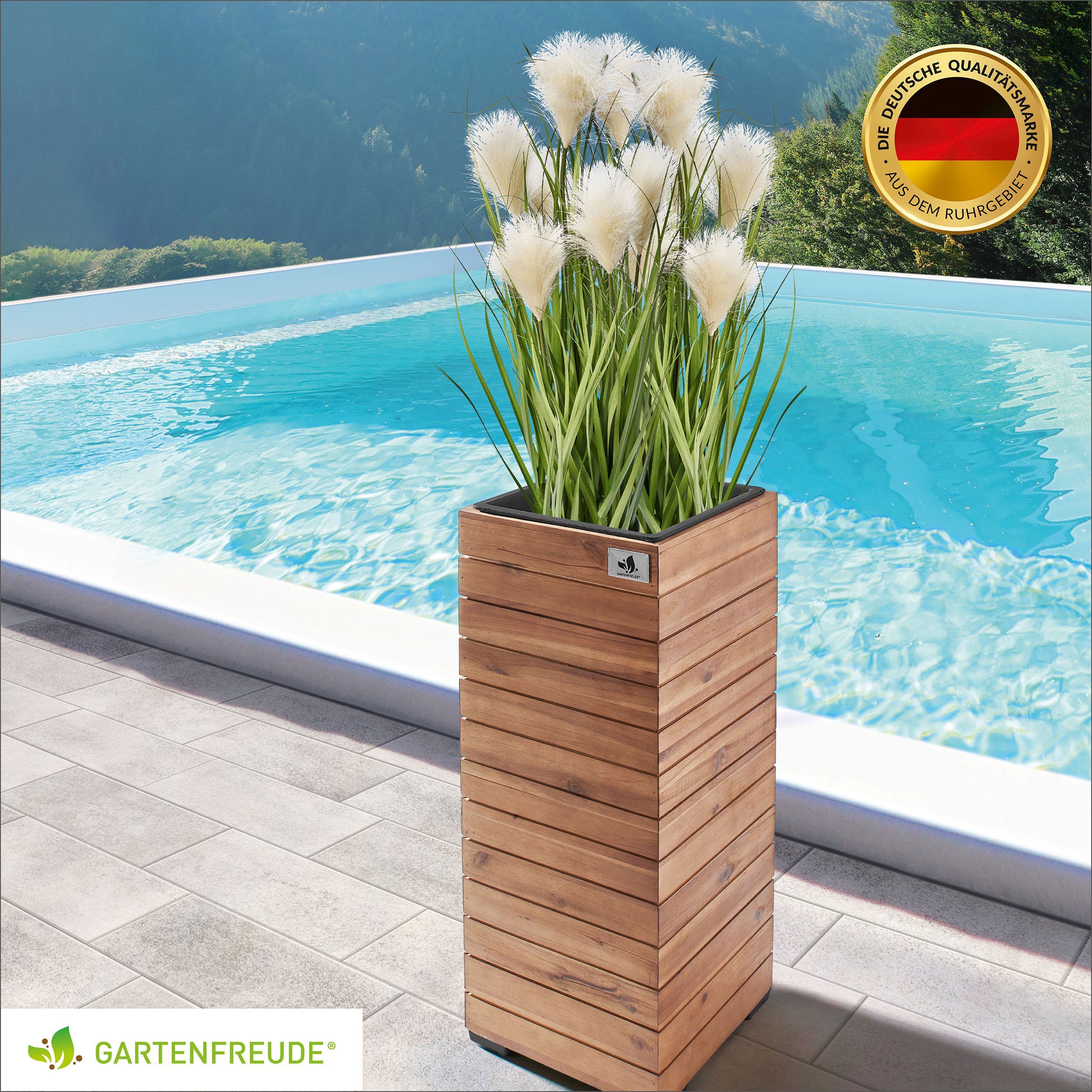Gartenfreude Pflanzkübel Pflanzgefäß Holz horizontale Lamellen Optik