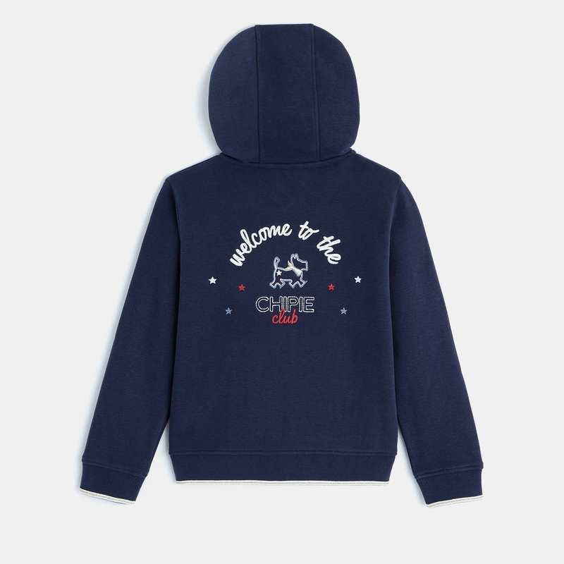 Gilet à capuche navy brodé Chipie bleu fille