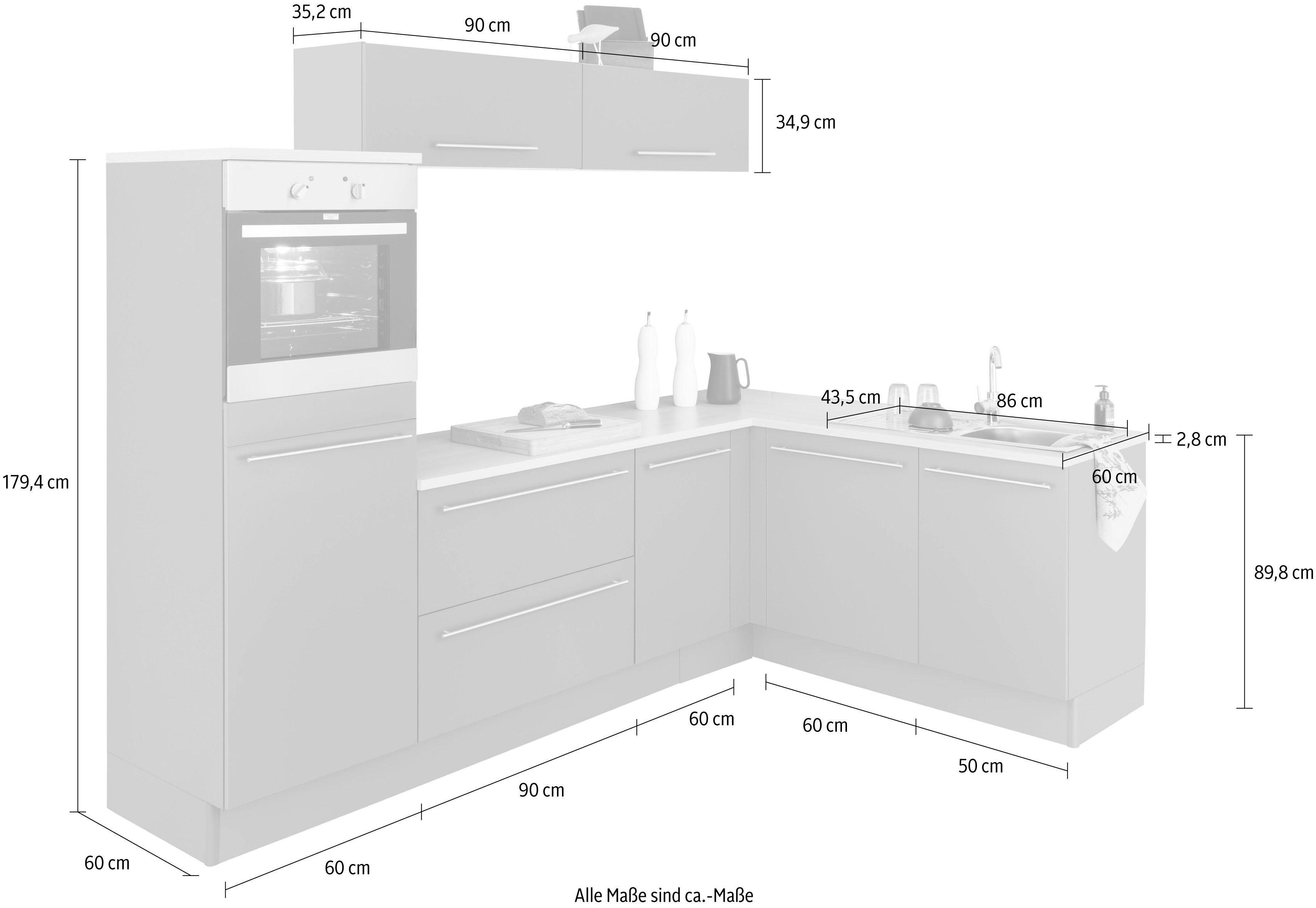 OPTIFIT Winkelküche Bern, Stellbreite 265x175 cm, wahlweise mit E-Geräten