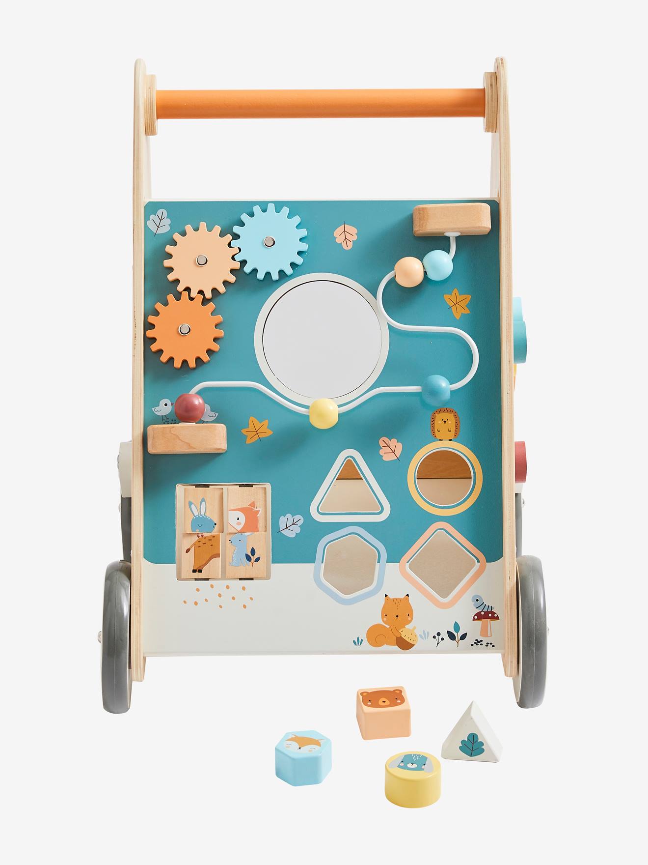 Vertbaudet Activity-Lauflernwagen mit Bremsen, Holz FSC - blau waldfreunde