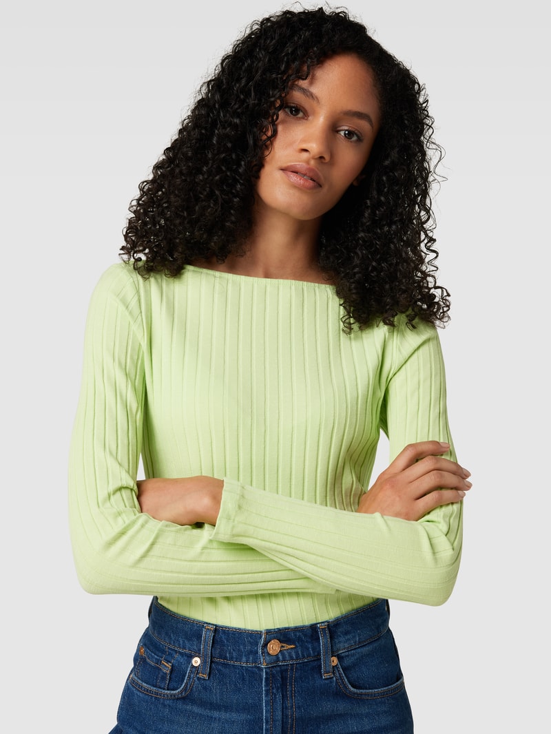 Longsleeve mit U-Boot-Ausschnitt Modell 'Sovke' in hellgrün