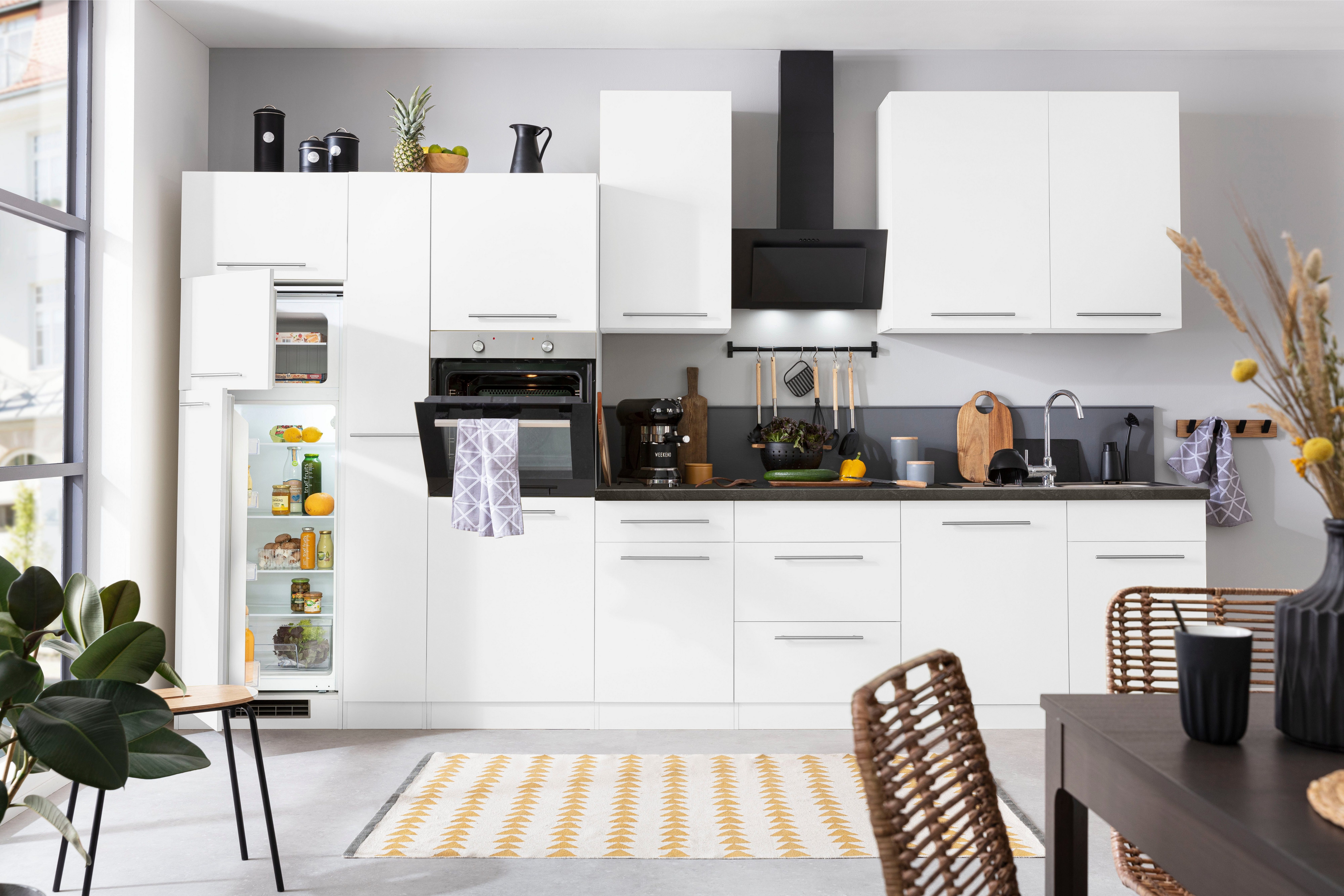 wiho Küchen Küchenzeile Unna, mit E-Geräten, Breite 370 cm