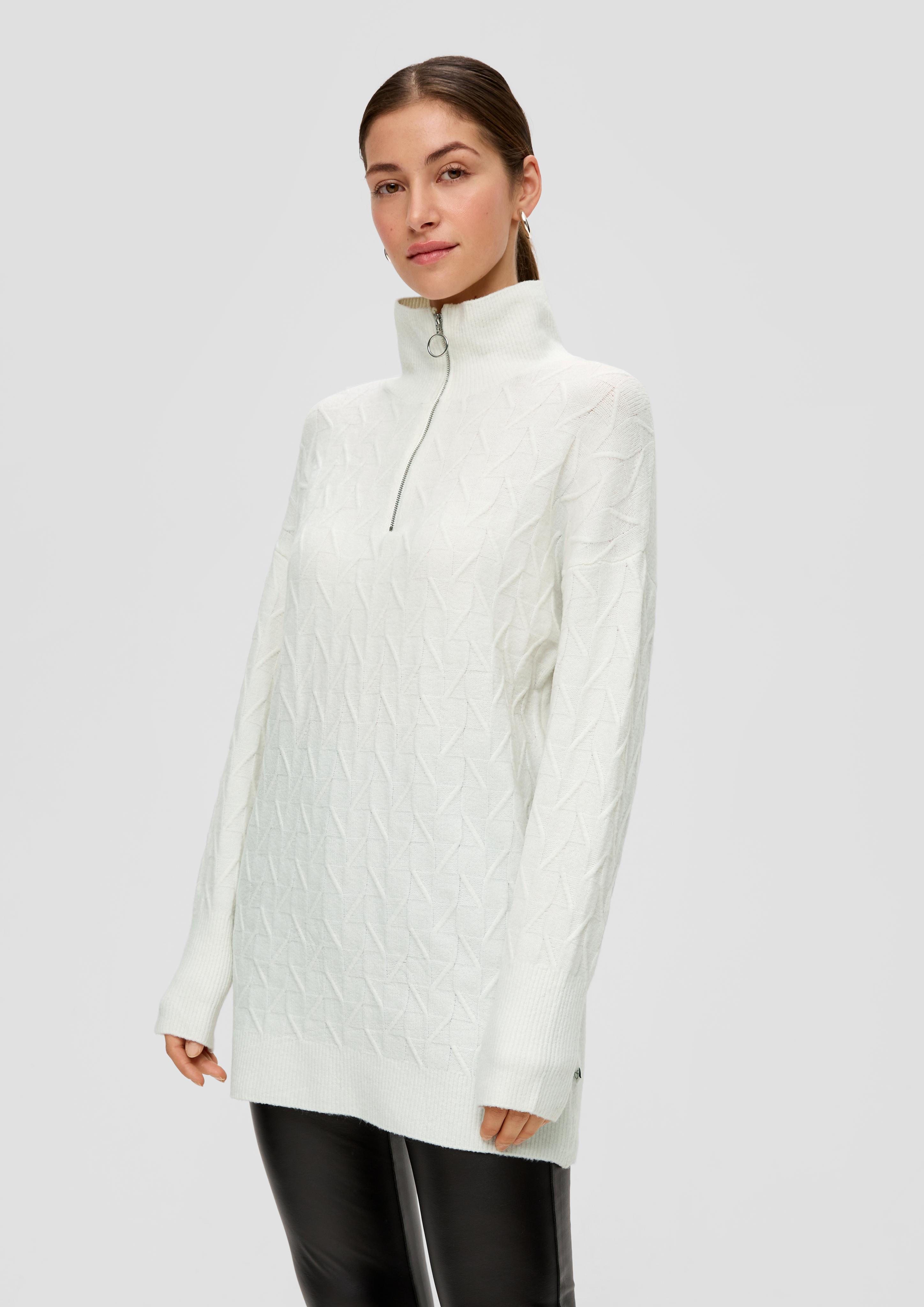 Langer Troyer mit Strickmuster  2138145-0200