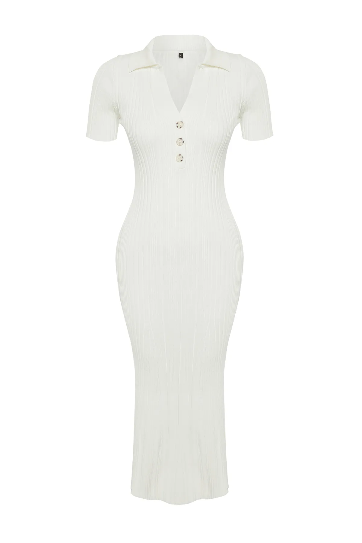 Trendyol Collection  Bone Maxi-Strickkleid mit Polokragen TWOSS24EL00282