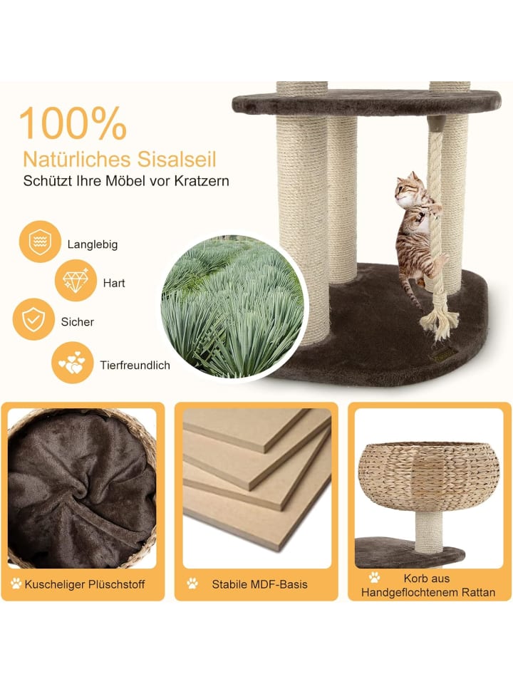 COSTWAY 104cm Katzenbaum in Braun günstig kaufen onesize