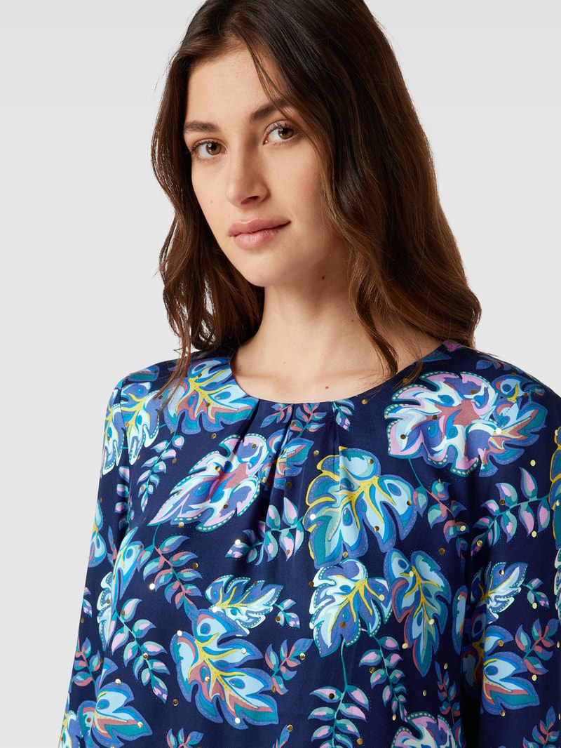 Blusenshirt mit floralem Muster Modell 'Laila' in dunkelblau