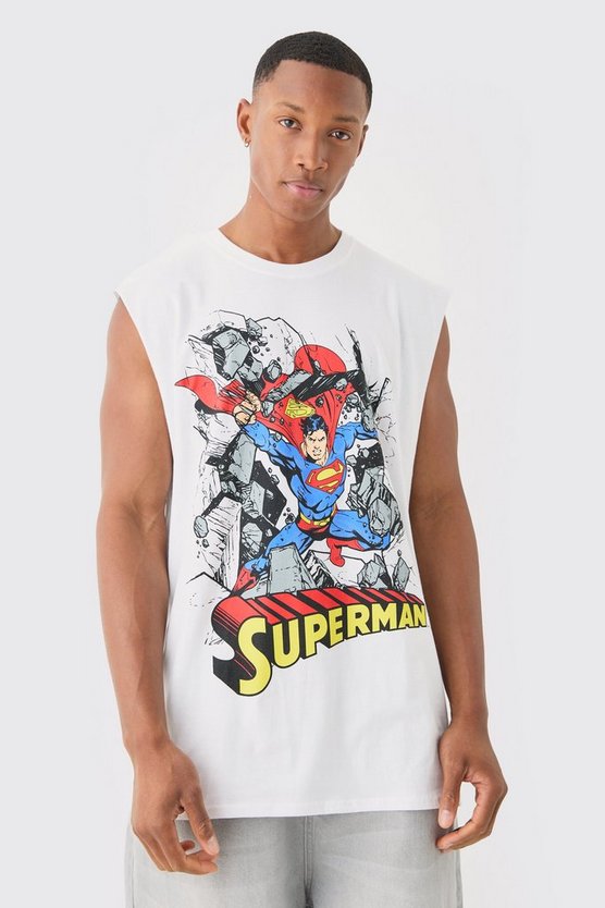 Oversize Tanktop mit lizenziertem Superman Comic Print