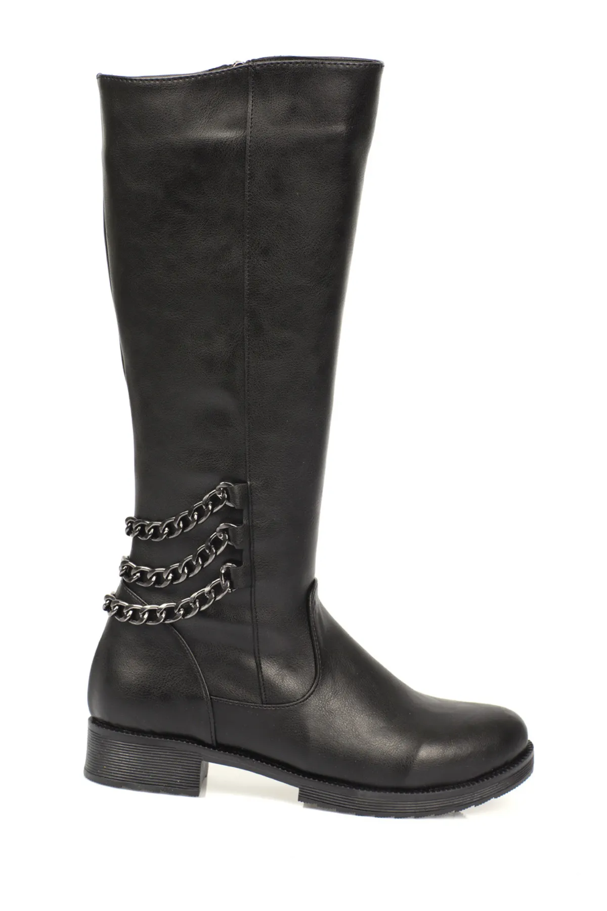 Capone Outfitters  Unterhalb des Knies Kette mit detailliertem Reißverschluss auf der Rückseite. Damenstiefel aus faltigem Lackleder