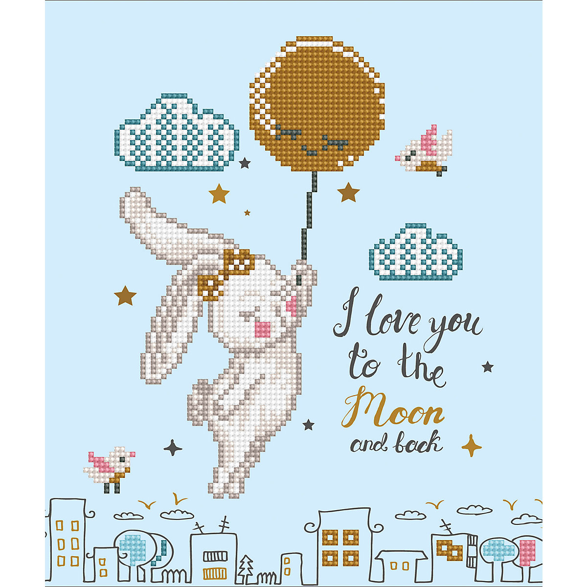 DIAMOND DOTZ® Original Diamond Painting "Love you to the moon & back“ 32 x 32 cm ab 8 Jahren (DD5.058)
