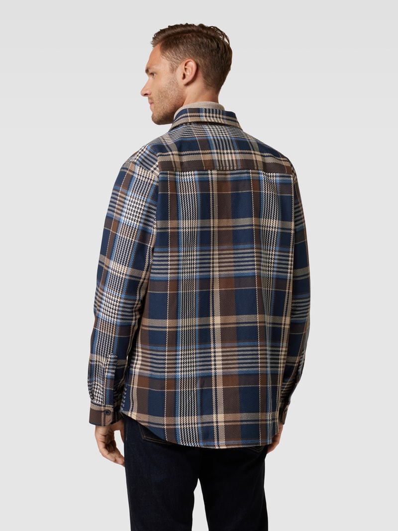 Overshirt mit Karomuster Modell 'Twill' in marineblau
