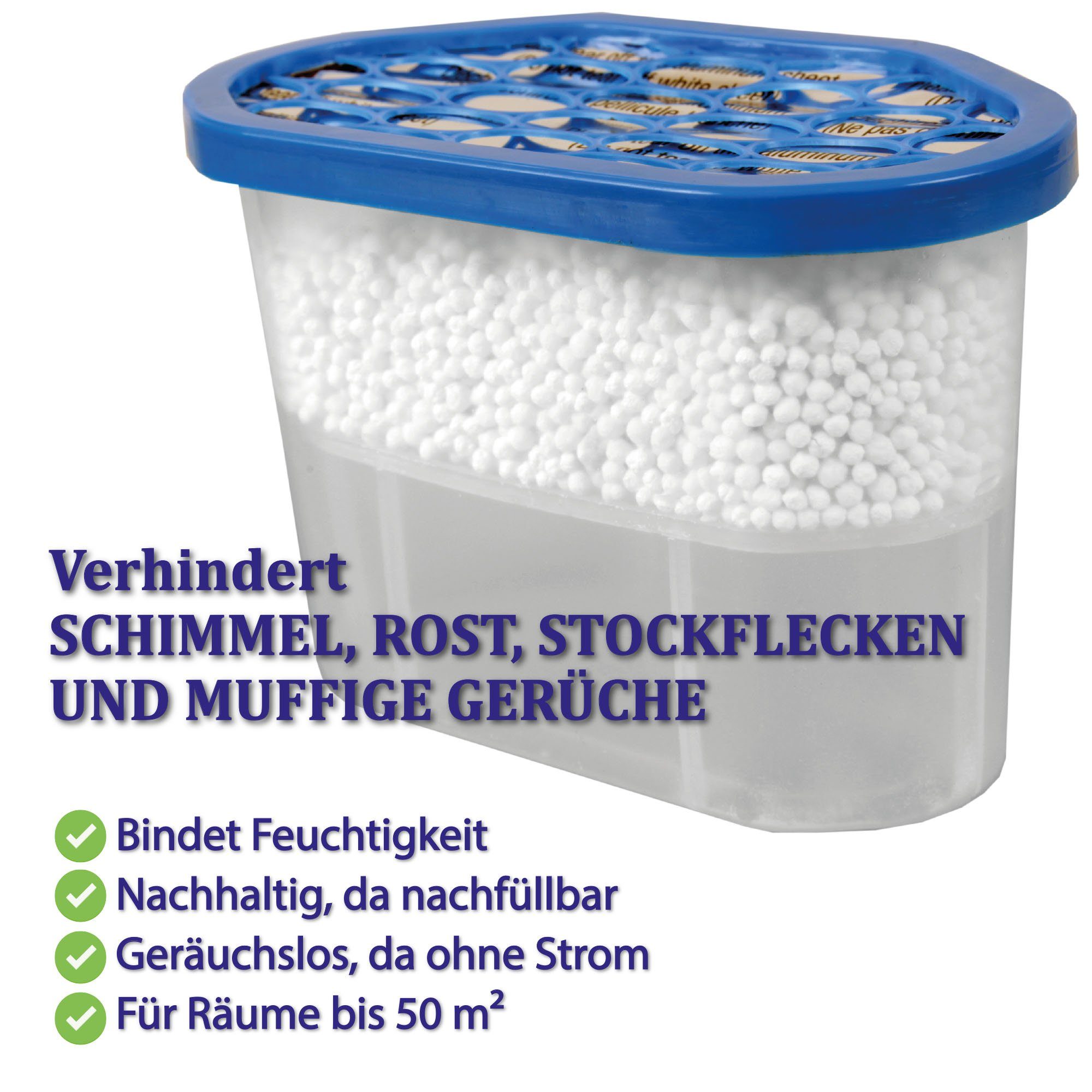 Bestlivings Luftreiniger Raumentfeuchter, für 50 m² Räume, 230g Granulat, 550ml - Luftentfeuchter