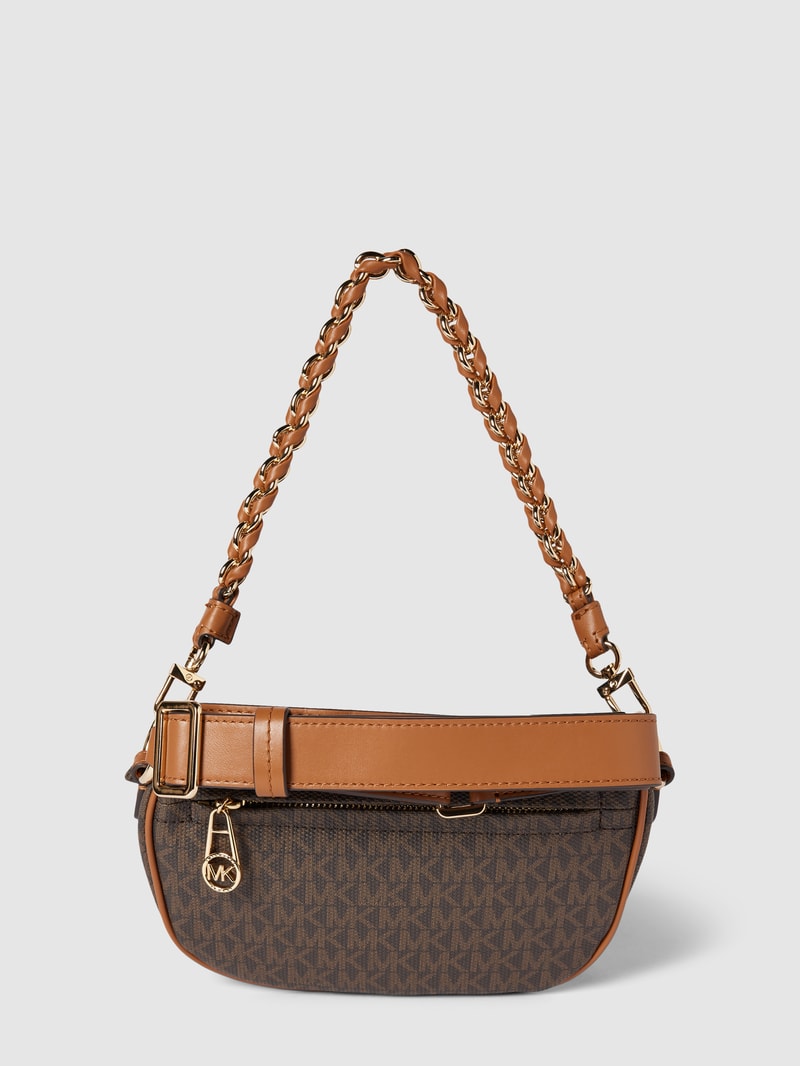 Crossbody Bag mit Label-Applikation Modell 'SLATER' in mittelbraun