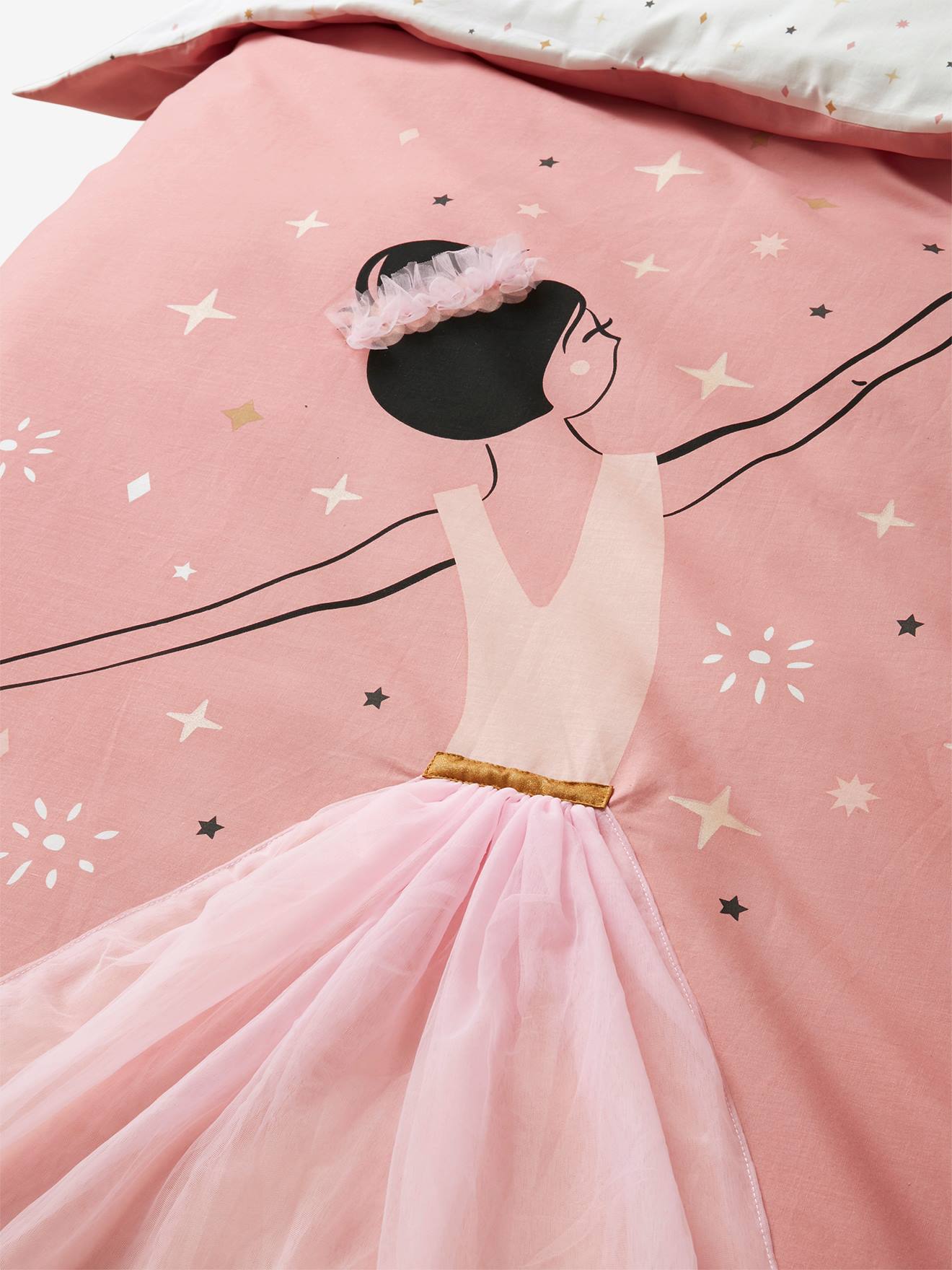 Parure housse de couette + taie d'oreiller enfant ENTRECHAT rose