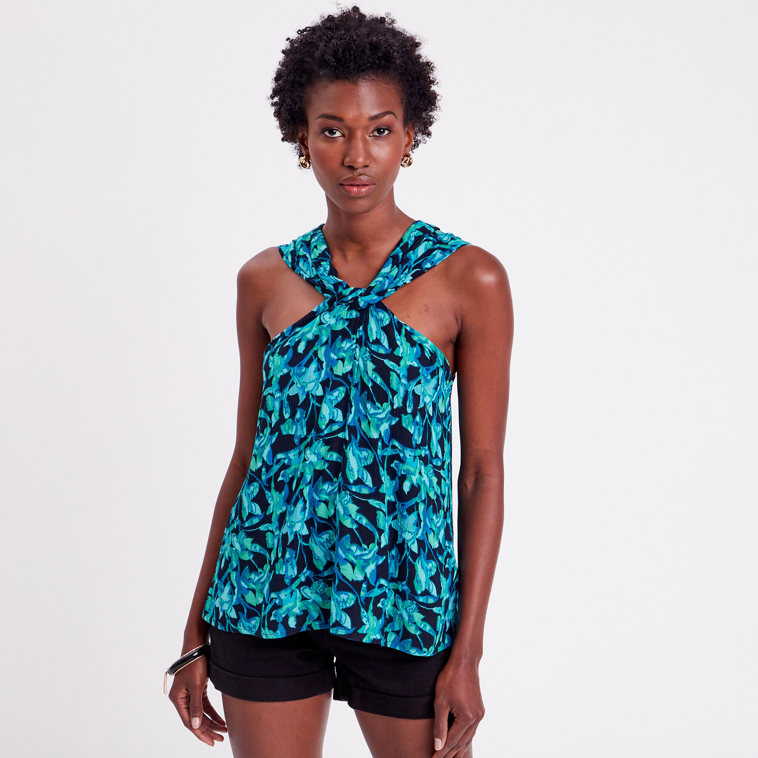 Blouse bretelles larges noir femme | Cache Cache