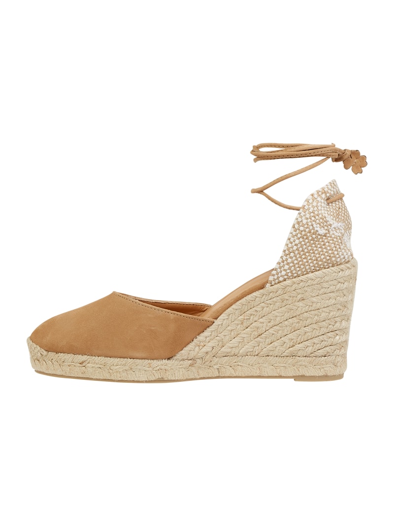 Wedges aus Leder Modell 'Carina' in camel
