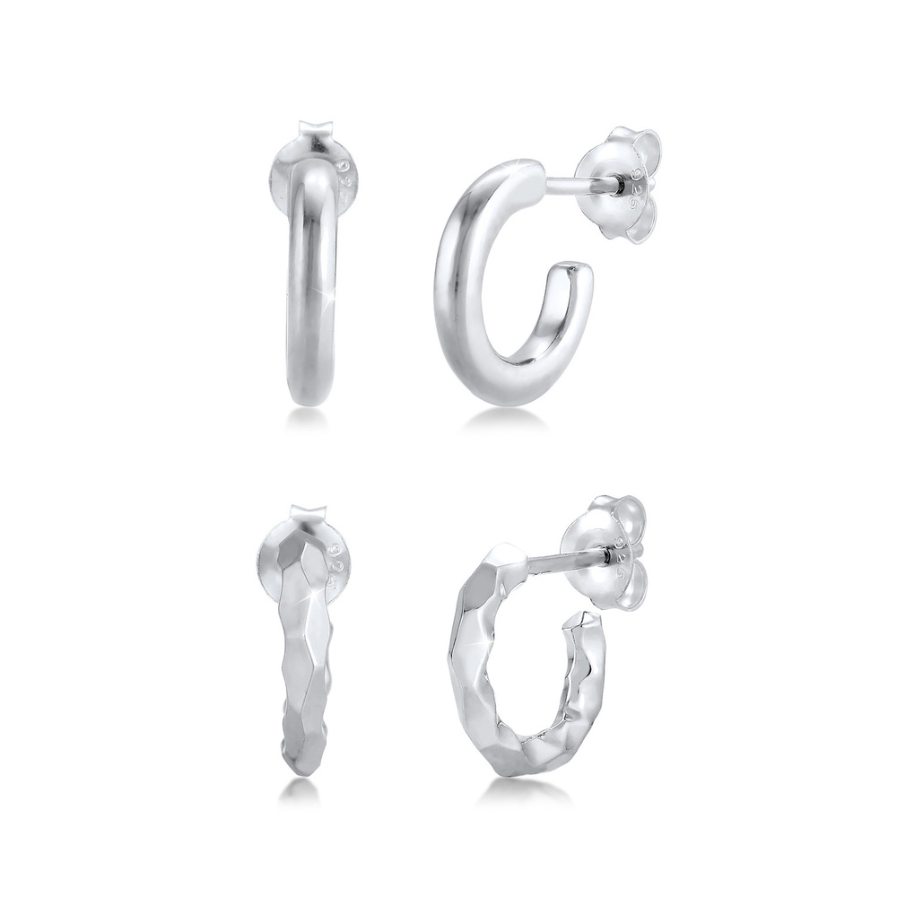 Elli Elli Boucles d'Oreilles Elli - Set Basic Minimal Boucles d'Oreille Femme - (925/1 Boucles d'oreilles