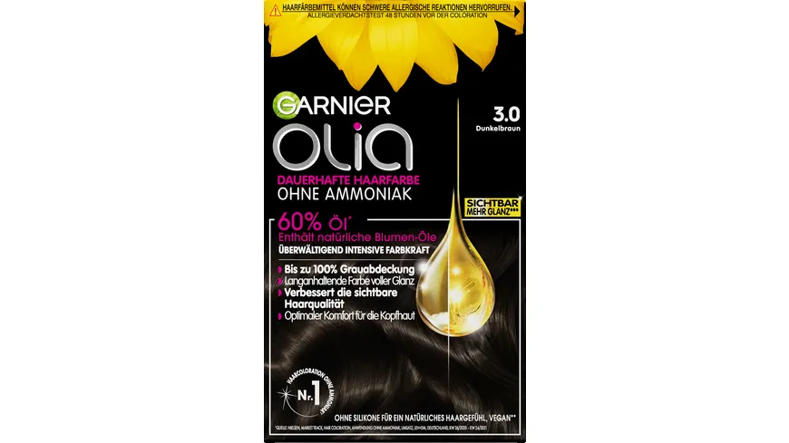 Garnier Olia Dauerhafte Haarfarbe Öl-Coloration 3.0 - dunkelbraun
