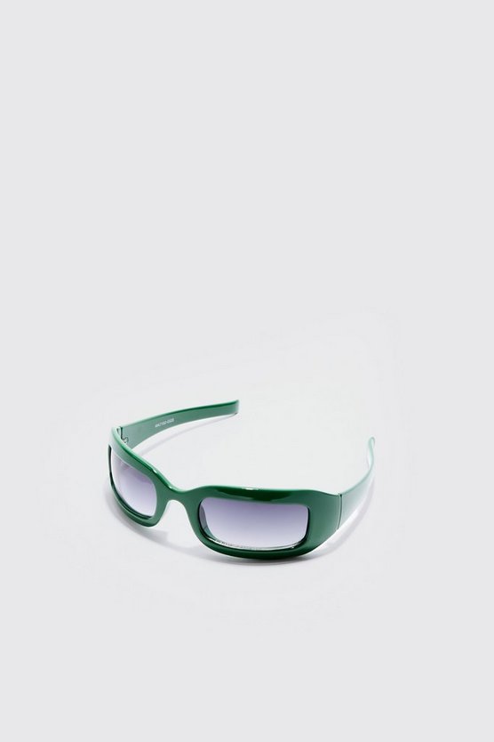 Klobige eckige Sonnenbrille in Grün