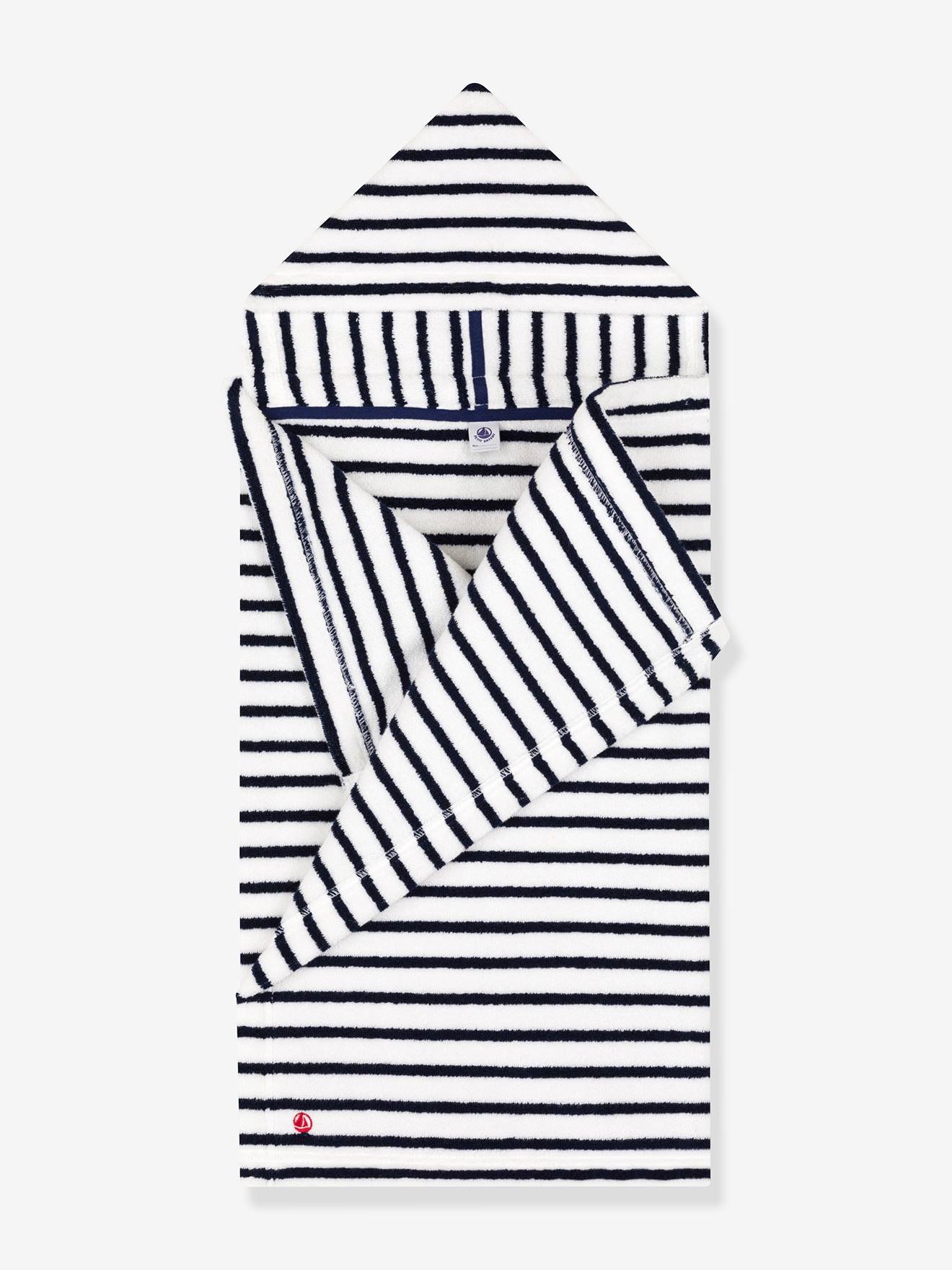 Petit Bateau Gerippter Baby Strampler mit Streifen PETIT BATEAU - weiß bedruckt
