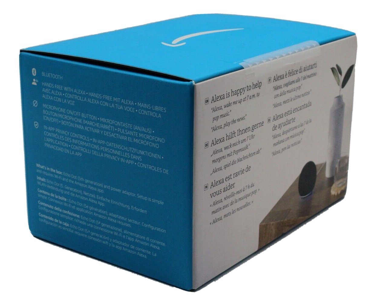 Amazon Echo Dot 5. Generation Alexa Smart Lautsprecher 2022 Smart Speaker (WLAN (WiFi), Bluetooth, mit Sprachsteuerung, Einfache Installation, Mikrofon-aus-Taste)