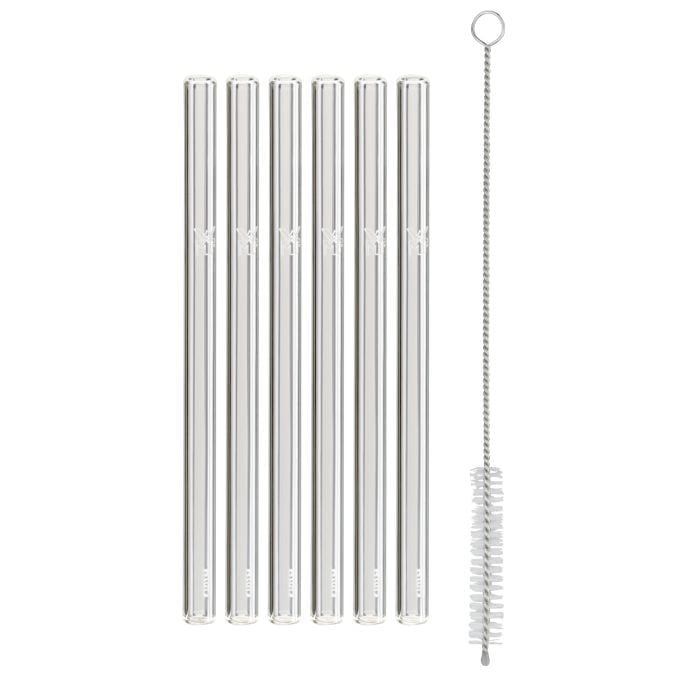 Baric Trinkhalm-Set aus Glas, 15 cm, 6-teilig plus ReinigungsbÜrste