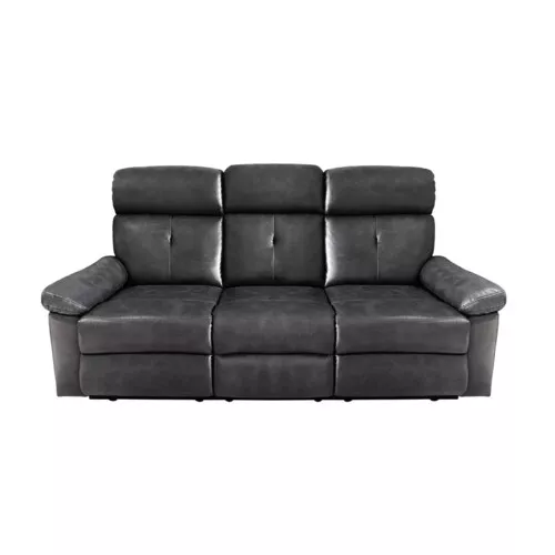 Happy Home Happyhome Polstergarnitur 3tlg. mit 5 Relaxfunktionen HSP95-DGR dunkelgrau Lederoptik