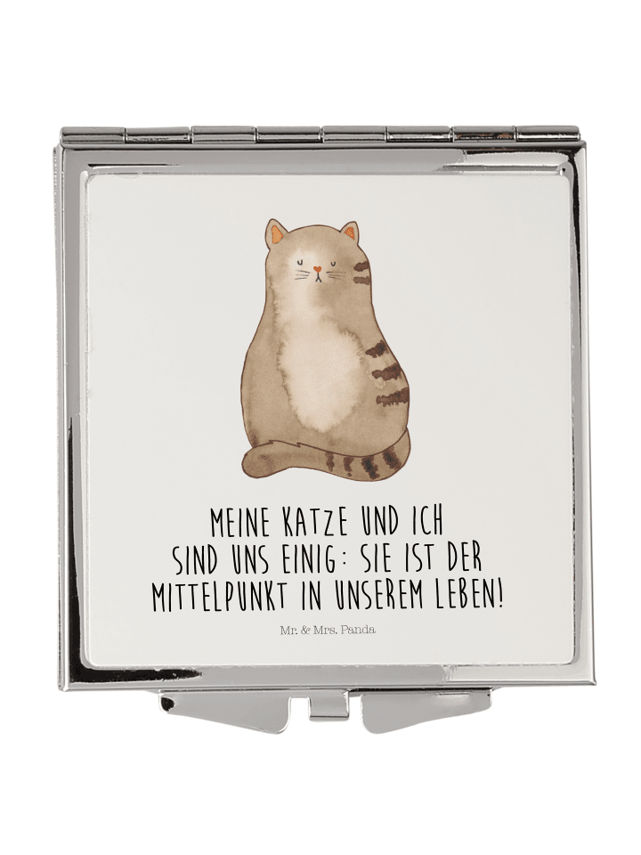 Mr. & Mrs. Panda Handtaschenspiegel quadratisch Katze Sitzen mit... in Weiß günstig kaufen onesize