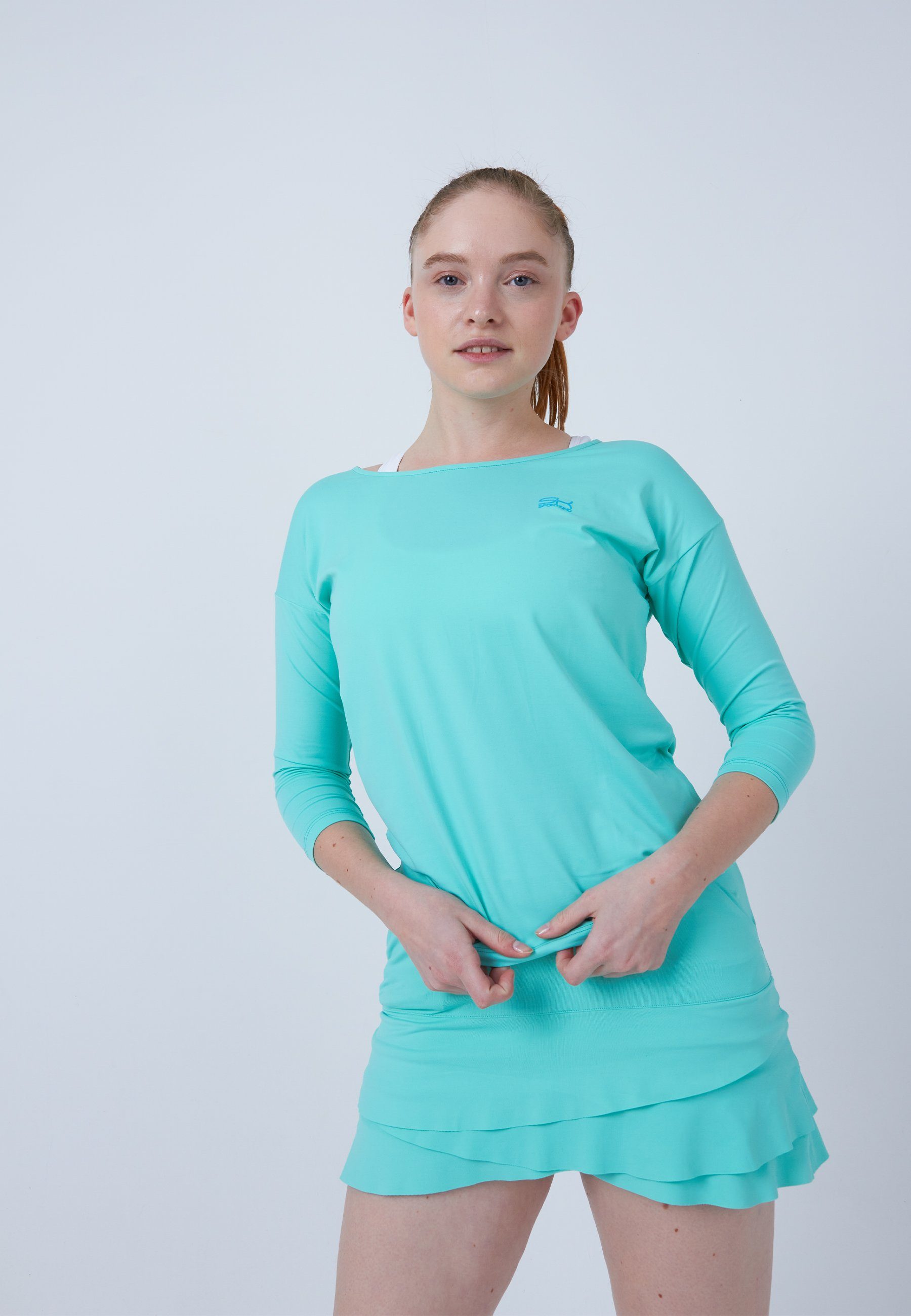 SPORTKIND Funktionsshirt Tennis 3/4 Loose Fit Shirt Mädchen & Damen mint