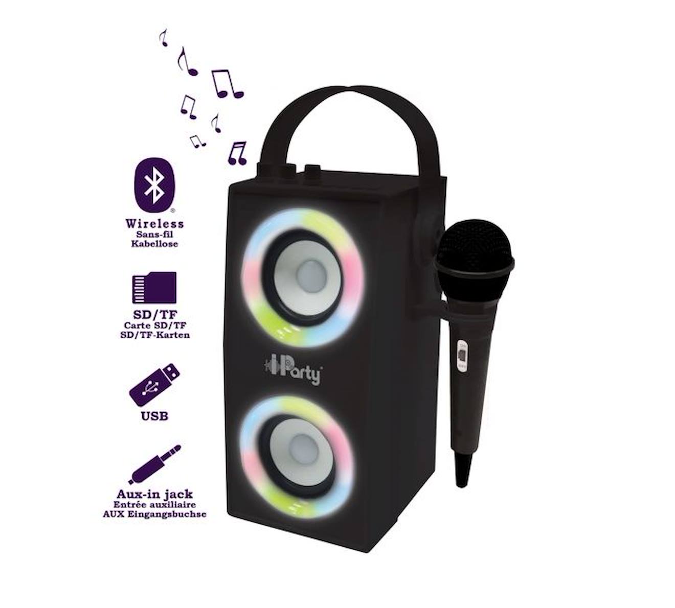Enceinte Bluetooth® portable avec micro et effets lumineux noir