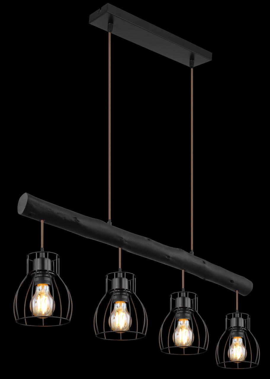 Globo Lighting - MINA - Hängeleuchte Metall schwarz matt, 4x E27