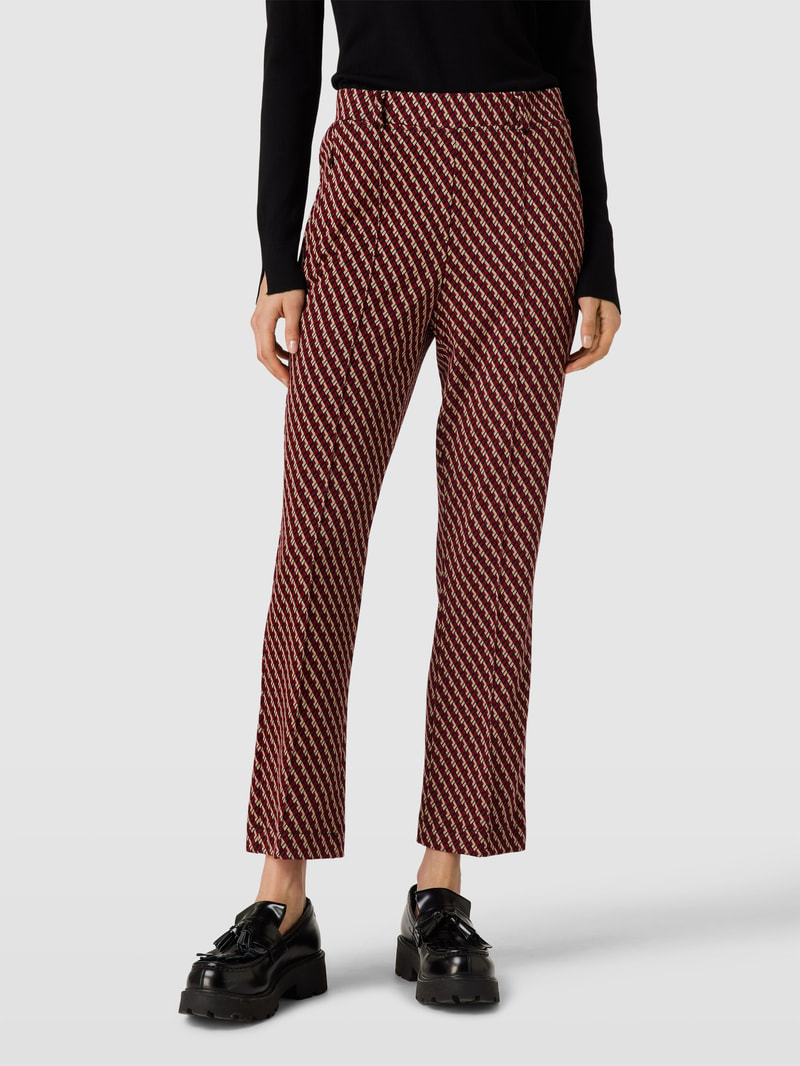 Super Slim Fit Hose mit Allover-Muster Modell 'LILLYTH KICK' in dunkelrot