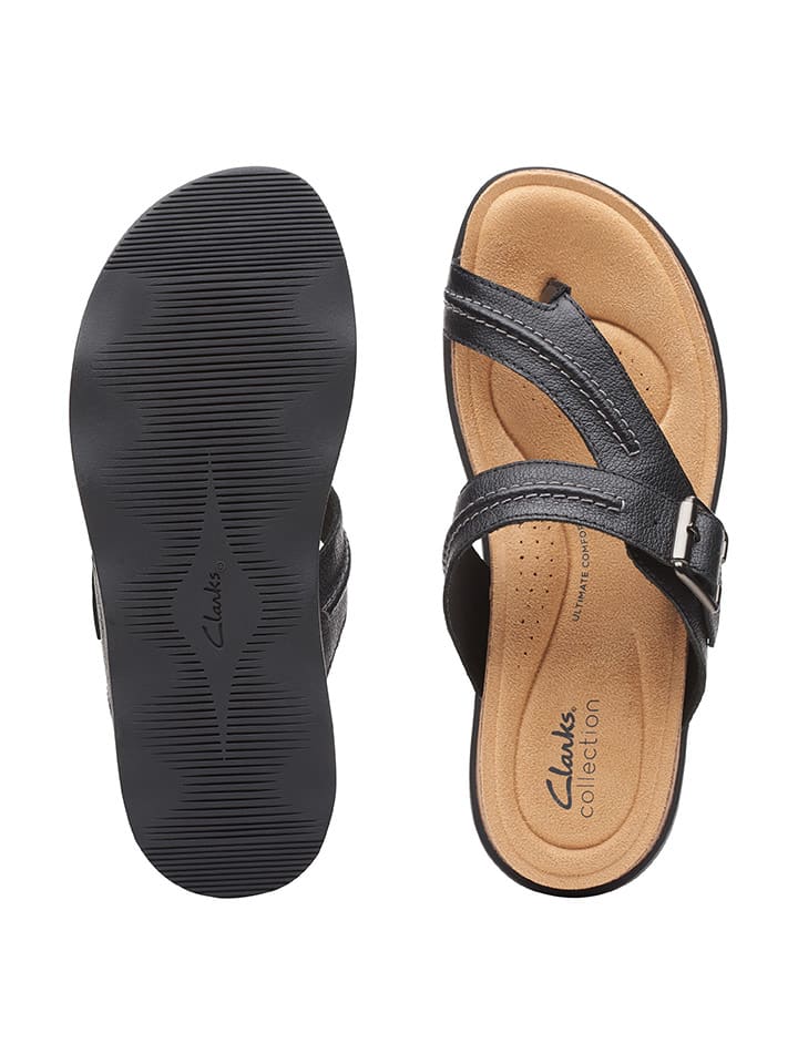 Clarks Leder-Zehentrenner in Schwarz günstig kaufen