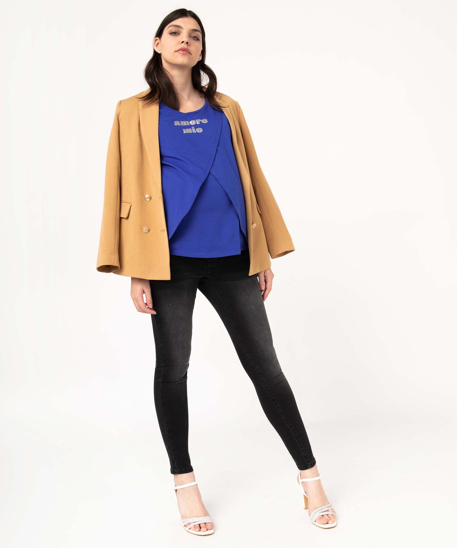 Tee-shirt de grossesse et d'allaitement à motifs noir | GEMO