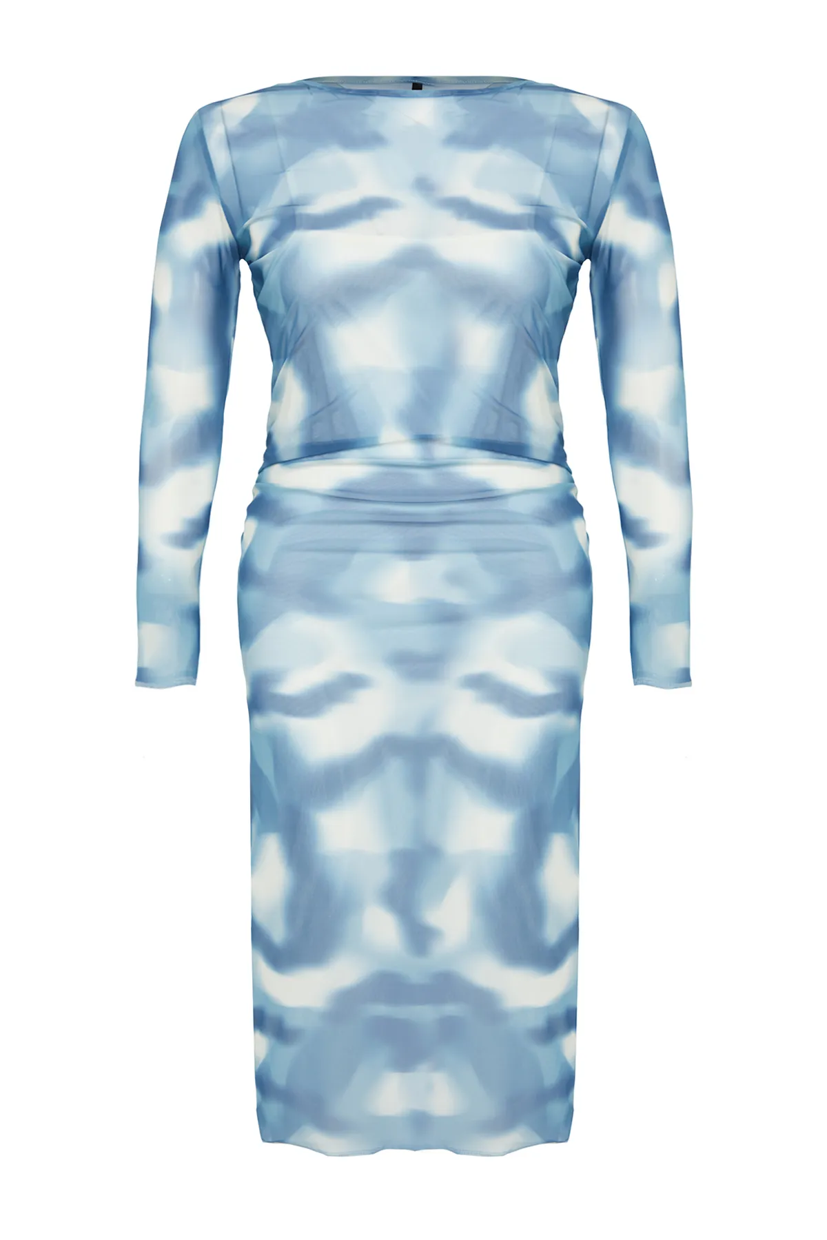 Trendyol Curve  Blaues Tüll-Strickkleid in Übergröße TBBSS24AH00058