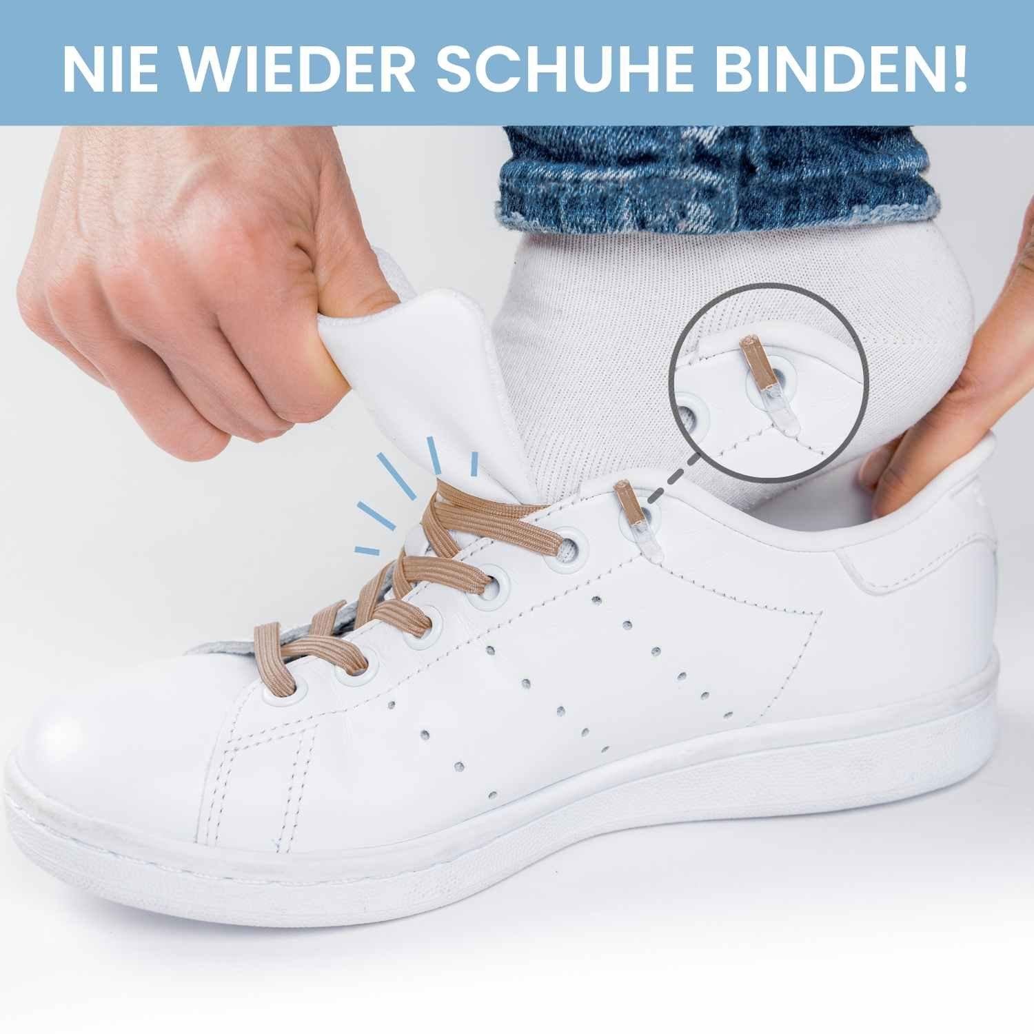 leazy Schnürsenkel Elastisch Flach, Patentierte, Elastische Schnürbänder zum Einhaken Ohne Binden