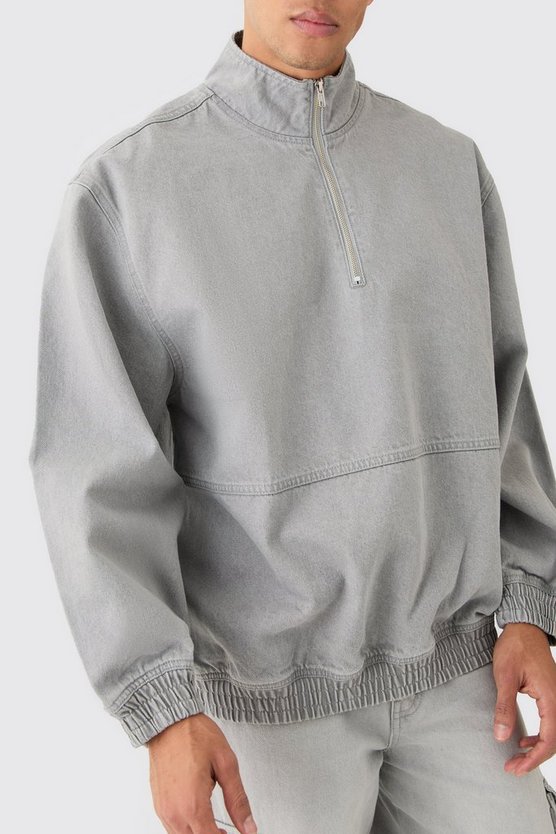 Oversize Jacke mit Trichterkragen und 1/4 Reißverschluss