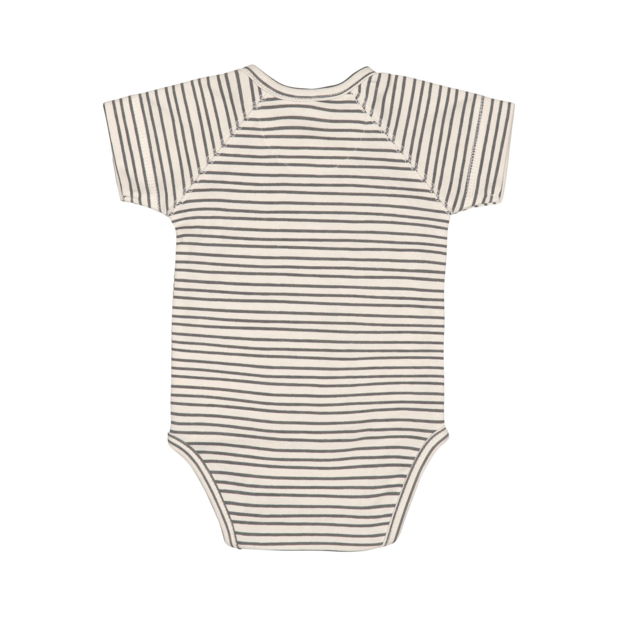 Baby Wickelbody kurzarm - Bio Baumwolle, Streifen, Grau