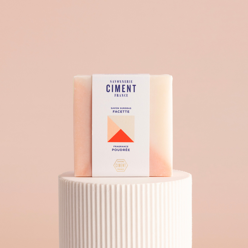 ciment FACETTE Savon surgras corps motif Facette - Fragrance Poudré Savon solide 100g