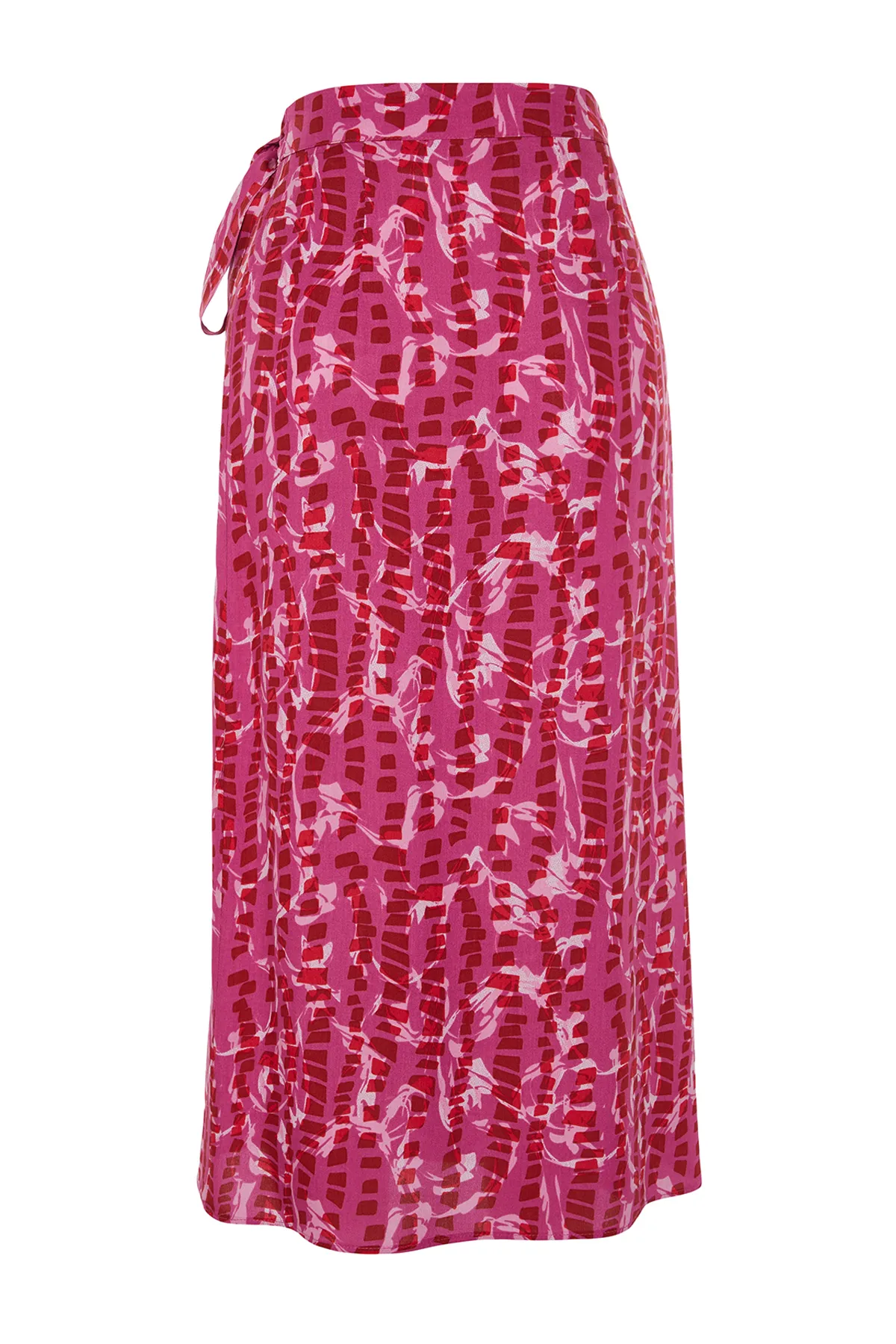 Trendyol Collection  Lila gemusterter Midirock aus Viskosestoff – Zweireihig, gewebt, TWOSS23ET00294