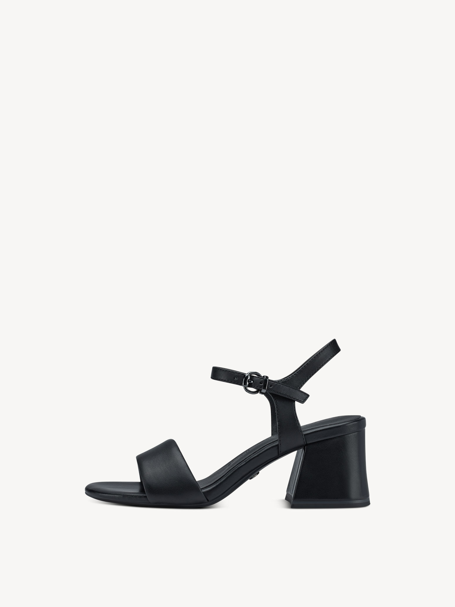 Sandale à talon en cuir - noir
