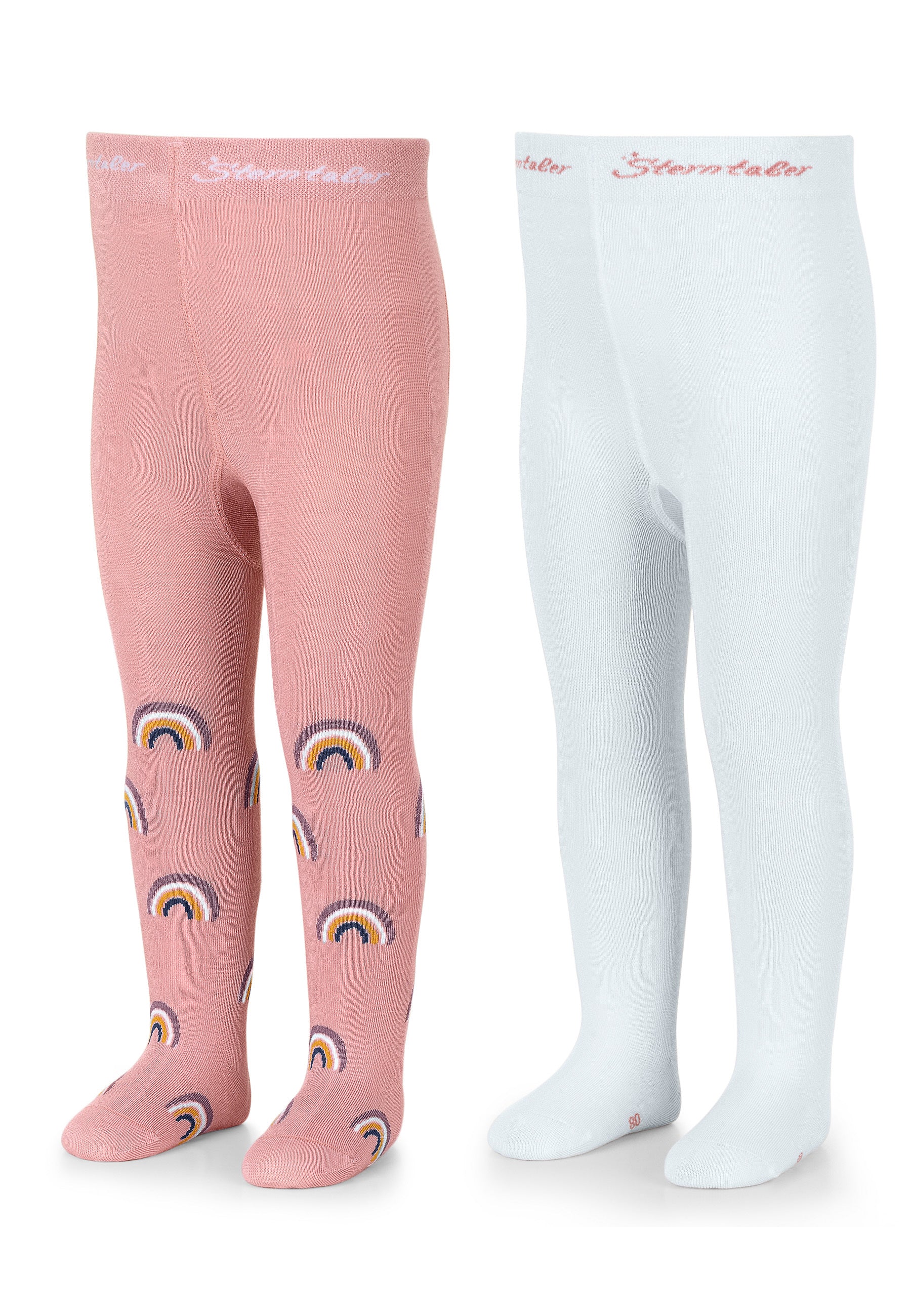 Strumpfhose 2er-Pack, Regenbogen und uni