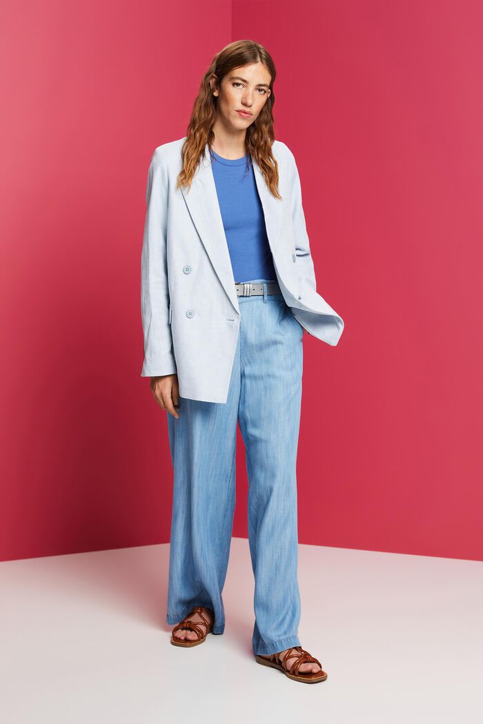 Zweireihiger Blazer aus Baumwolle-Leinen-Mix