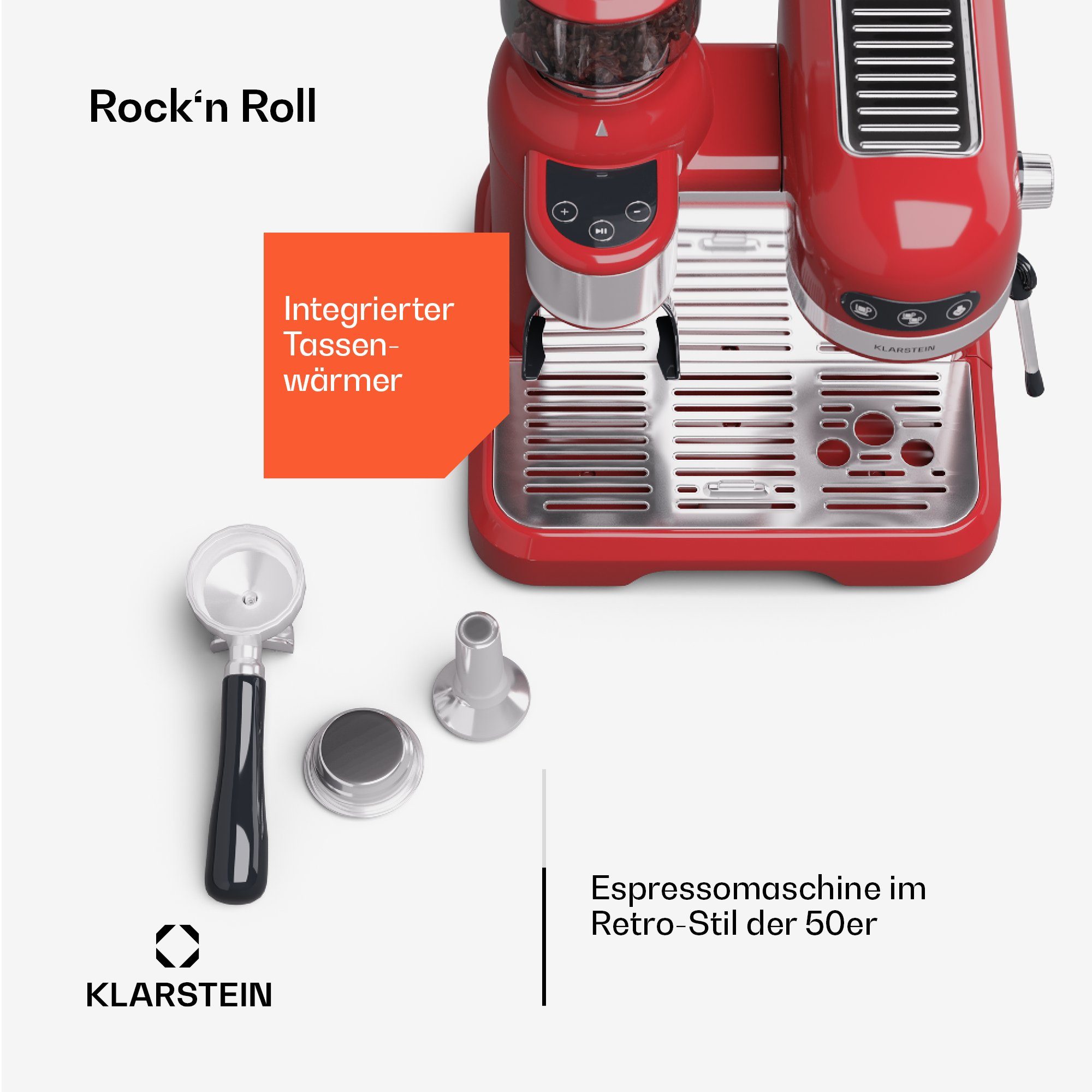 Klarstein Espressomaschine Bella Café Espresso, 1.4l Kaffeekanne, Elektrisch 20 Bar Kaffemaschine Tassenwärmer 1,4 L
