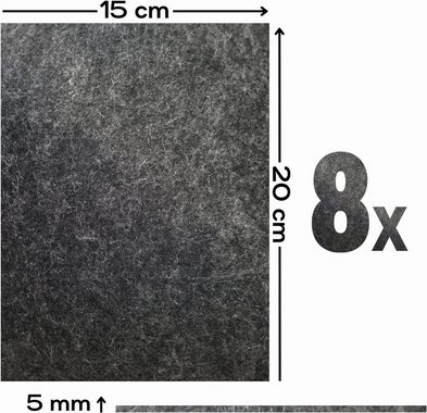 ToCi Filzgleiter Filzgleiter 8er Set Schwarz 200x150mm anpassbar für Möbel Bodenschutz