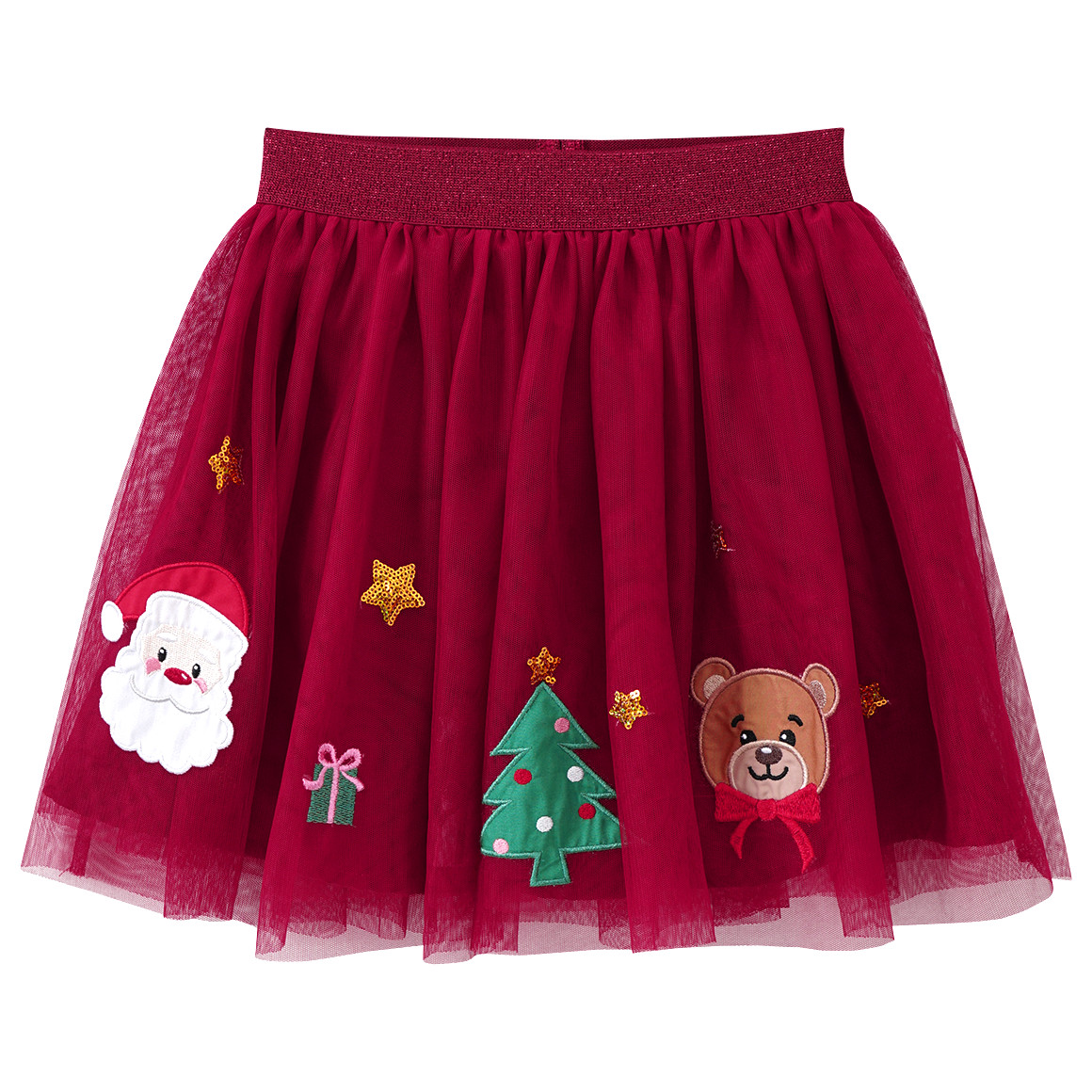 Mädchen Weihnachtsrock mit Motiven rot