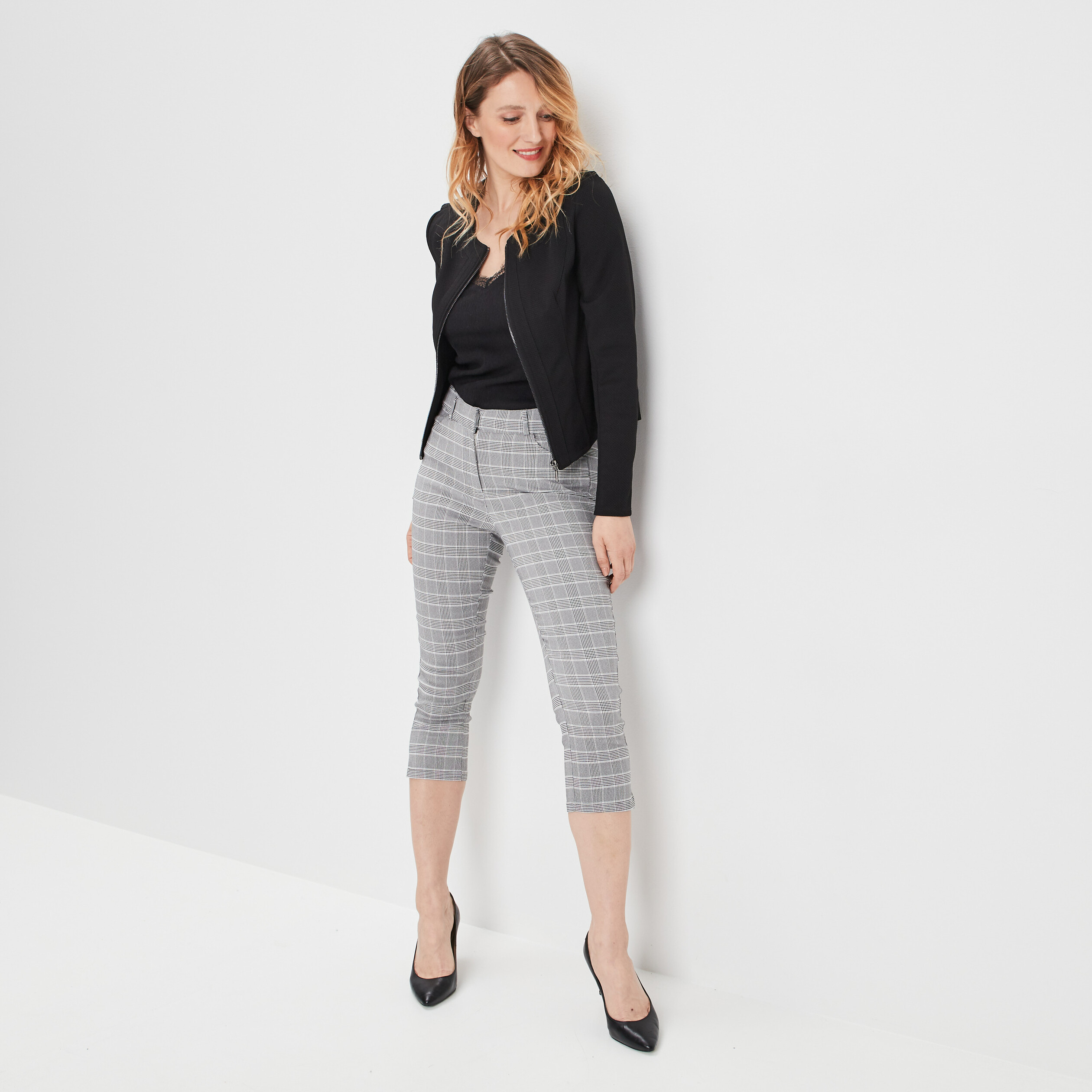 Veste cintrée zippée noir femme | La Halle