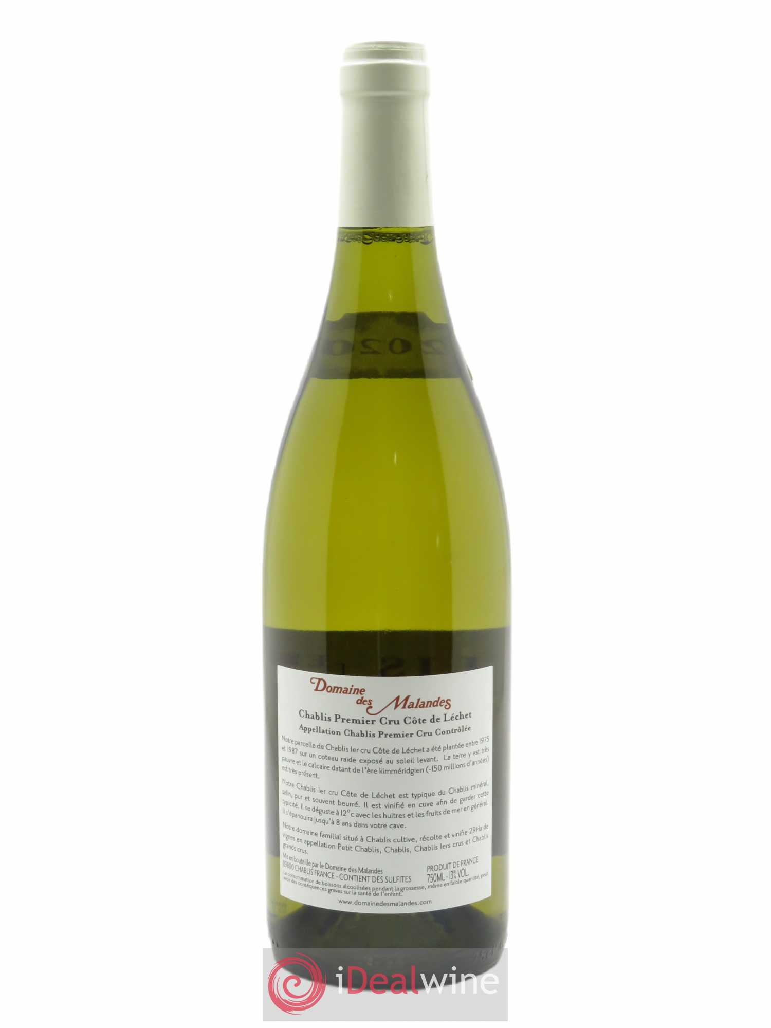 Chablis 1er Cru Côte de lechet Domaine des Malandes  2020 - Lot de 1 Bouteille