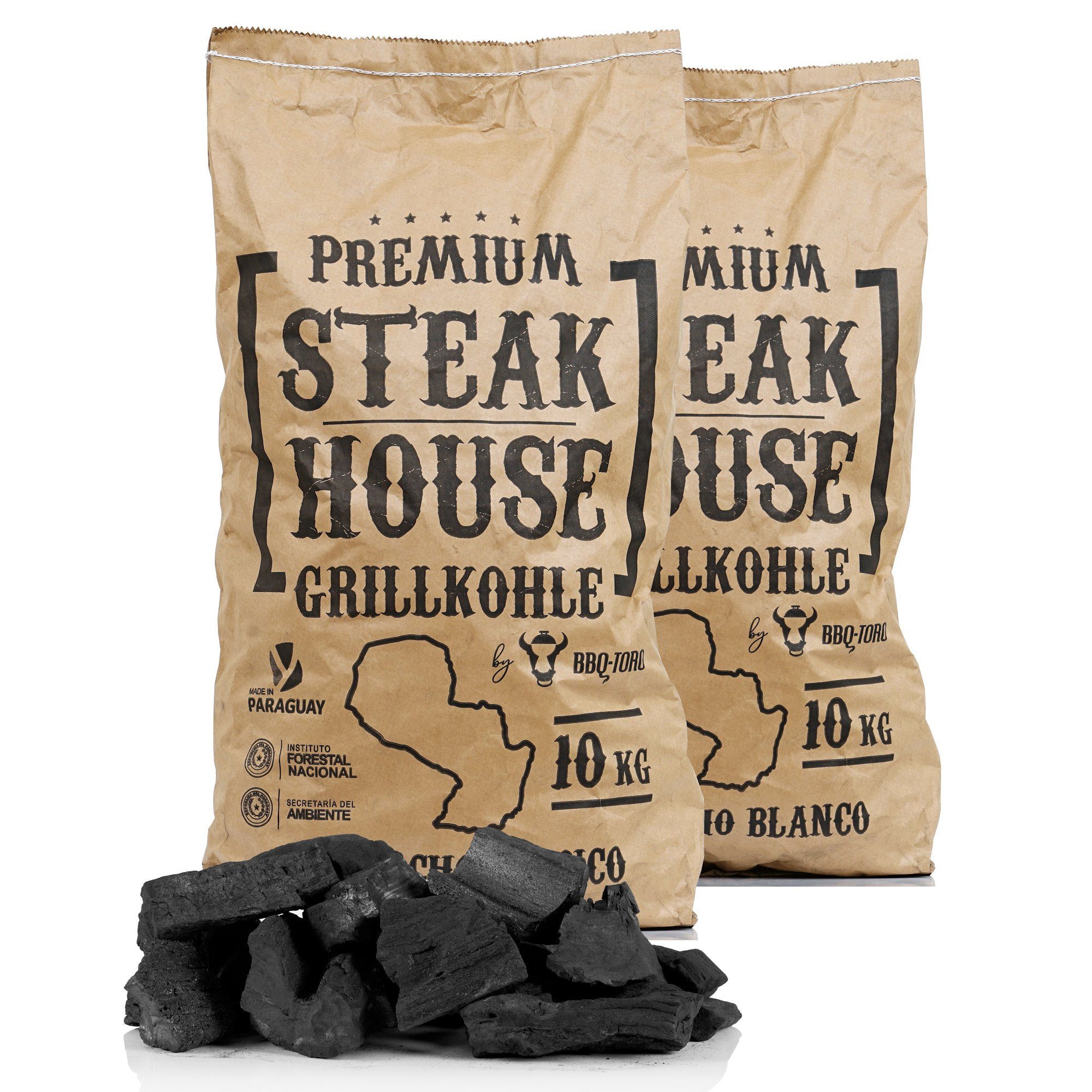 BBQ-Toro Grillkohle BBQ-Toro Premium Steak House Grillkohle, 20 kg, Quebracho Blanco, 20.00 kg