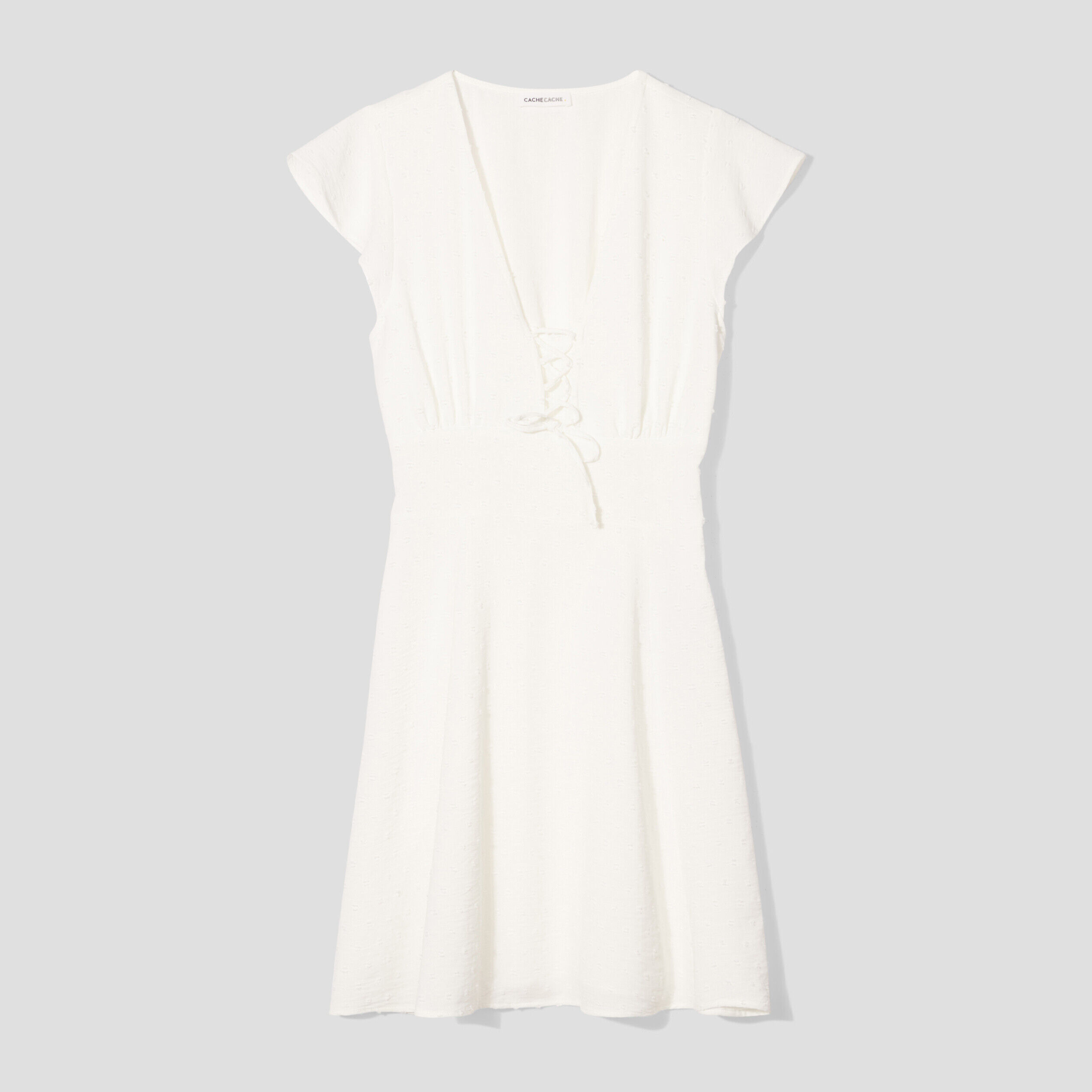 Robe patineuse manches courtes ecru femme | Cache Cache