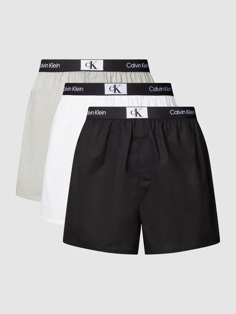 Boxershorts mit Logo-Bund Modell 'BOXER SLIM' im 3er-Pack in mittelgrau meliert